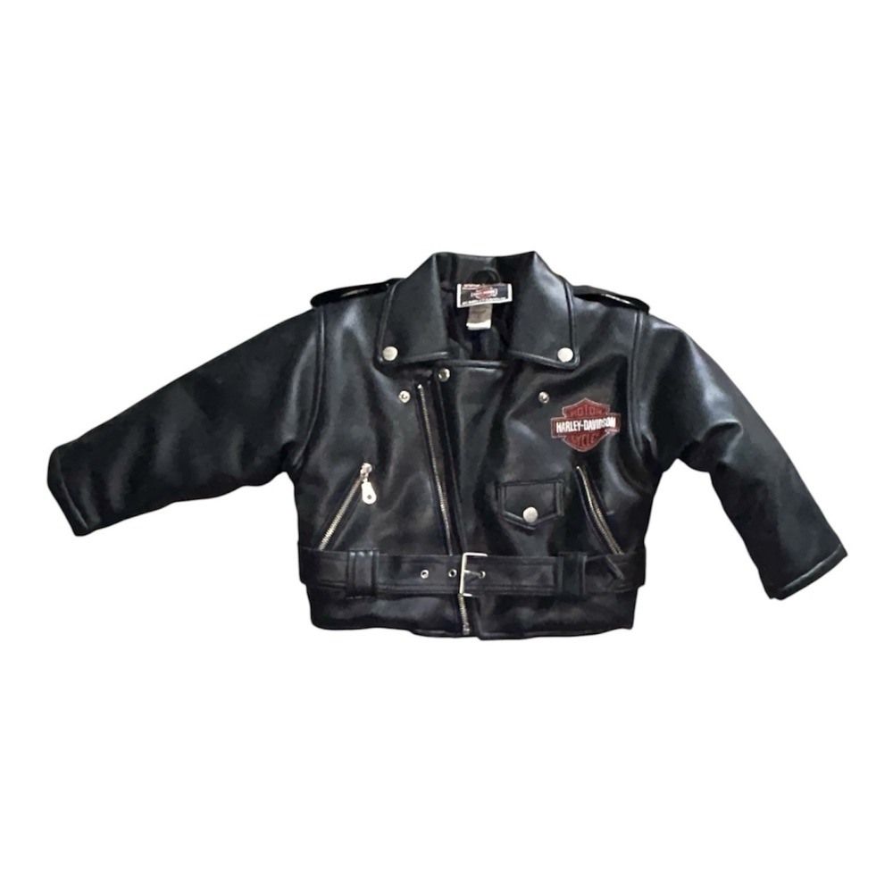 Harley Davidson Toddler Kids Biker Faux Leather Motorcycle Jacket 4T Riding
